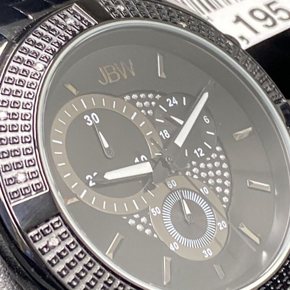 JBW WARREN J6331C Watch Black Ion Plated Diamond Quartz Movement Chronograph - Picture 2 of 8